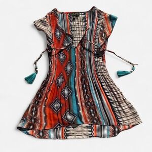 Melissa Paige multicoloured boho top with tassels Size M